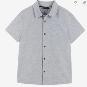 Andy & Evan Light Gray short sleeve button up knit shirt NWT size 10